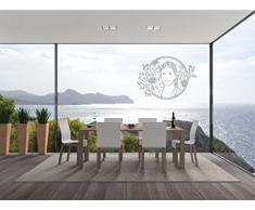 INDIGOS 4051095420583 Wandtattoo / Wandsticker - d105 hÃ¼bsches Ornament mit netter Frau , Vinyl, glasdekor, 40 x 29 x 1 cm