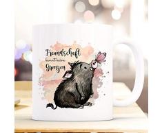 ilka parey wandtattoo-welt Tasse Becher Motiv Schwein & Schmetterling Spruch Freundschaft Kaffeebecher Geschenk Spruchbecher ts910