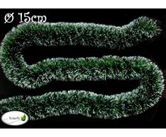 3m Grasgirlande Ø 15cm grün mit weißen Spitzen / Tannengirlande Weihnachtsgirlande Girlande Weinachten Christbaumschmuck Tanne Gras Deko Festzeltgirlande Hochzeit 150mm