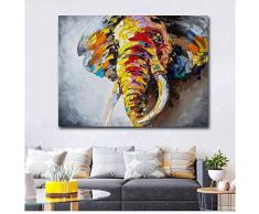 Gemälde auf Leinwand Afrika Elefant Animal Pop Print Abstrakte Grafik Wandbild für Wohnzimmer Kunst Leinwand-60x80 cm / 23,6x 31,5 Rahmenlos