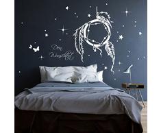 ilka parey wandtattoo-welt® Wandtattoo Traumfänger Wandsticker Wandaufkleber Sticker Aufkleber mit Wunschtext und Sternen M2088 - ausgewählte Farbe: *mittelgrau* ausgewählte Größe: *XXL - 131cm breit x 100cm hoch*