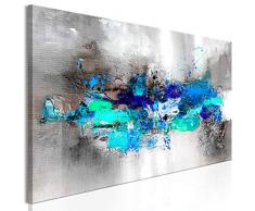 decomonkey Bilder Abstrakt 150x50 cm 1 Teilig Leinwandbilder Bild auf Leinwand Vlies Wandbild Kunstdruck Wanddeko Wand Wohnzimmer Wanddekoration Deko Modern grau blau