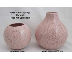 schenken und wohnen Kugelvase Keramik Serie Spring 14x14 cm (HxD) rosa gesprenkelt