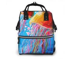 Risating Baby Wickeltasche, einfache Quallen, Acrylgemälde, multifunktional, wasserdicht, Windelrucksack, leicht, große Kapazität, Wickeltasche für Mama und Papa, langlebig