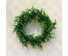 Generir Künstliche Girlande ， Grüne Pflanze Eukalyptus Hinterlässt Dekorative Wandkränze Türbehang Home Decoration-Milchig Weiß_China