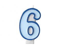 Zahlenkerze hellblau * Zahl 6 * ca. 40 x 70 mm