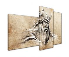 Kunstdruck - Wikinger, Tattoo Art II - 130x80 cm 3 teilig - Bilder als Leinwanddruck - Wandbild von Bilderdepot24 - Urban & Graphic - Zeichnung - Nordmann mit Helm