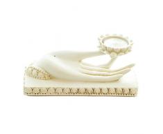 aqasha Räucher-Stäbchen-Halter | Teelicht-Halter | offene Hand | Schöne Geste | Incense-Burner | Resin 17 cm x 7 cm x 7 cm (Weiß)