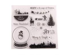 BESTOYARD Silikonstempel Set Schneekugel Weihnachtsdorf Muster Transparente Briefmarke DIY Handwerk Scrapbooking Dekorieren