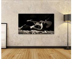 islandburner Bild Bilder auf Leinwand Frau liegt im Bett und spielt Gitarre Wandbild Leinwandbild Poster DQQ