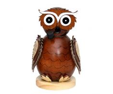 Dekohelden24 Wunderschöne Holz-Räucherfigur Eule, braun, ca. 11,5 cm