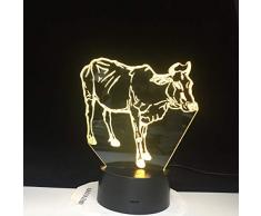 YHZSML Heiße Neue 7 Farben ändern 3D Bulbing Licht Wasser Büffel Kuh Illusion LED Lampe Kreative Tierfigur Spielzeug