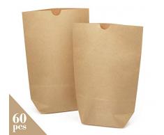 Absofine 60 Braune Papierbeutel Papiertüten Tüten Boden 16x 22 x 6cm 80 gr./m² kleine Kraftpapier Geschenktüten Bodenbeutel natur Obstbeutel Verpackung DIY