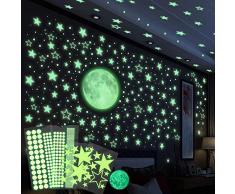 RunLimL Leuchtsticker Wandtattoo, 435pcs Sternenhimmel Punkten Leuchtsterne Selbstklebend, Mond Wanddeko Aufkleber für Schlafzimmer Jungen Mädchen Kinderzimmer