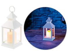 Lunartec LED Grablicht mit Timer: Laterne mit flackernder LED-Kerze und Timer, Batteriebetrieb, weiß (LED Grabkerze mit Timer)
