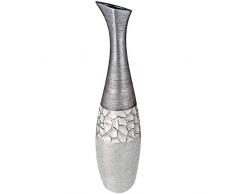 Formano Deko-Flaschenvase aus Keramik, Höhe: 40 cm, Breite: 10 cm, Silber-Grau, 1 Stück