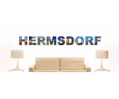 INDIGOS UG - Wandtattoo Wandsticker Wandaufkleber - Aufkleber farbige Wandschrift Städtename Städtename Hermsdorf mit Sehenswürdigkeiten 80 x 9 cm Länge