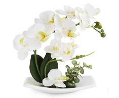 NanXi Künstliche Orchidee Blumenarrangements mit Porzellan-Vase, Bonsai Dekoration, Arrangement Bonsai Miniascape Hauptdekoration Simulation Blumen,G