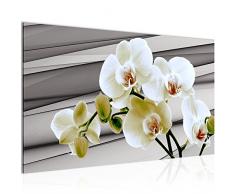Runa Art Bild Blumen Orchidee Wandbild Vlies - Leinwand Bilder XXL Format Wandbilder Wohnzimmer Wohnung Deko Kunstdrucke Grau 1 Teilig - Made IN Germany - Fertig zum Aufhängen 202014b