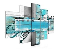 Bilder Abstrakt Wandbild Vlies - Leinwand Bild XXL Format Wandbilder Wohnzimmer Wohnung Deko Kunstdrucke Blau 5 Teilig - MADE IN GERMANY - Fertig zum Aufhängen 107853a