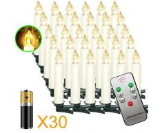 Aufun LED Weihnachtskerzen 30 Stück LED Kerzen Weihnachtskerzen mit Fernbedienung Warmweiß LED Kerzen Outdoor Weinachten LED für Weihnachtsbaum, Weihnachtsdeko, Hochzeitsdeko, Party, Feiertag