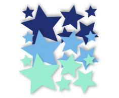 30 Stück selbstklebende Sterne Autoaufkleber, Mix-Set blau, lichtblau, mint, Fensterdekoration Fensterbild / Fensteraufkleber, Wandtattoo Deko Sticker, Weihnachtsdekoration, Schaufenster In- und Outdoor 62s1