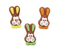 Backdeko für Ostern - Osterhasen Gesichter aus Zucker | ca. 60mm/Deko-Teil - 72 Stück in der 420g Packung | Großer Zuckerdekor zum Verzieren von selbstgemachtem Gebäck - Backwaren zu Ostern dekorieren
