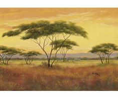 Artland Qualitätsbilder I Bild auf Leinwand Leinwandbilder Wandbilder 100 x 70 cm Landschaften Afrika Malerei Ocker A0ZE Afrikalandschaft