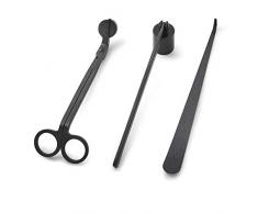 JinSu 3 Pack Kerze Zubehör Edelstahl Werkzeuge Set mit Kerzenlöscher, Dochtschere und Docht Trimmer (Schwarz)