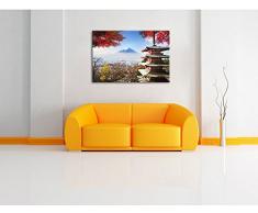 Japanischer Tempel im Herbst, Format: 120x80 auf Leinwand, XXL riesige Bilder fertig gerahmt mit Keilrahmen, Kunstdruck auf Wandbild mit Rahmen, günstiger als Gemälde oder Ölbild, kein Poster oder Plakat