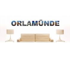 Wandtattoo farbige Wandschrift Städtename Orlamünde mit Sehenswürdigkeiten 80 x 10 cm Länge