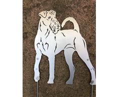 Irish Terrier Gartenfigur höhe 30 cm (50 cm mit Spieß), Edelrost Hund, Rostfigur, Rost Figur