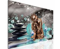 Bilder 120 x 80 cm - Buddha Bild - Vlies Leinwand - Kunstdrucke -Wandbild - XXL Format – mehrere Farben und Größen im Shop - Fertig Aufgespannt !!! 100% MADE IN GERMANY !!! - Steine – Blumen – Feng Shui 505331b
