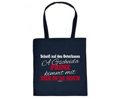 Geschenkidee Ostern Unisex Stofftasche/Einkaufstasche: Prinz mit Eier in da Hos n - Farbe: Navy-Blau - Goodman Design