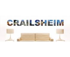 Wandtattoo farbige Wandschrift Städtename Crailsheim mit Sehenswürdigkeiten 96 x 10 cm Länge