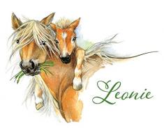 GRAZDesign Wandtattoo Pferd mit Namen Mädchen - Wandbild über Bett - Pferde Wandsticker Kinderzimmer - Wand Deko für Tapeten / 79x57cm