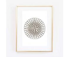 Din A4 Kunstdruck ungerahmt - Kompass Navigator Nautik Maritim Vintage Antik Hampton Style Badezimmer Druck Poster Bild