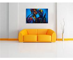 Menschen mit fluoreszierenden Pulver, Format: 120x80 auf Leinwand, XXL riesige Bilder fertig gerahmt mit Keilrahmen, Kunstdruck auf Wandbild mit Rahmen, günstiger als Gemälde oder Ölbild, kein Poster oder Plakat