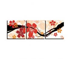Guiwang 3 Canvas murals Poster and Prints 3 Panels Leinwandbild Gerahmte Wandbilder Stilleben Flower Picture for Living Room-Framed50x70cm