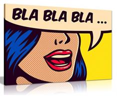 Kunstdruck Pop Art auf Leinwand, Motiv: Mädchen Bla Bla., A0 91x61cm (36x24in)