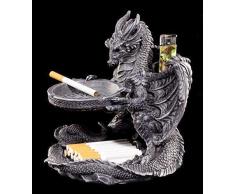 Figuren Shop GmbH Aschenbecher Drachen Figur mit Feuerzeughalter und Ablage | Gothic Deko