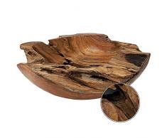 Cepewa Holzschale XL aus Teak Holz in Handarbeit gefertigt | Dekoschale | große Obstschale rund und länglich 50/60 cm (Ø ca. 50 cm)