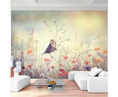 Fototapete Blumen Vogel - Vlies Wand Tapete Wohnzimmer Schlafzimmer Büro Flur Dekoration Wandbilder XXL Moderne Wanddeko - 100% MADE IN GERMANY - 9334010a