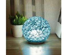 Wangwang454 Aufladungsnachtlicht Führte Neuer Exotischer Rattanball Dekorative Tischlampenstudienschlafzimmerdekorationsnachtlichthimmelblau