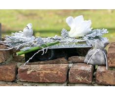 Adventsgesteck Nr.67 silber Schale mit weisser Amarillis und LED Lichterkette Winterdeko Weihnachtsgesteck, Wintergesteck, Advent Adventskranz