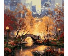 Alletemo Malen nach Zahlen Erwachsene, DIY Handgemalt Ölgemälde Kits auf Leinwand Geschenk für Weihnachten Geburtstag, für Kinder Anfänger, Haus Deko - Manhattan Park, 40 x 50 cm (Ohne Rahmen)