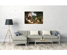 Carl Spitzweg - Jugendfreunde(1855), 100 x 70 cm (weitere Größen verfügbar), Leinwand auf Keilrahmen gespannt und fertig zum Aufhängen, hochwertiger Kunstdruck aus deutscher Produktion (Alte Meister bis Moderne Kunst). Stil: