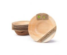 BIOZOYG Hochwertige Einweg Snackteller tief I rund 14cm 25 Stück Snackschale Palmblattgeschirr Pastateller Salatschale I kompostierbares Einweggeschirr biologisch abbaubar