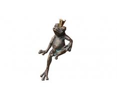 Steinfiguren Horn Wasserspeier Froschkönig, Bronze Frosch, Tierfigur für Garten & Teich