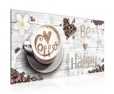 Bilder Küche Kaffee Wandbild 100 x 40 cm Vlies - Leinwand Bild XXL Format Wandbilder Wohnzimmer Wohnung Deko Kunstdrucke Weiß 1 Teilig - MADE IN GERMANY - Fertig zum Aufhängen 020712b